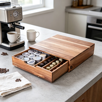Organisateur de dosettes de café en bois personnalisé avec tiroir pour comptoir, boîte à sachets de thé, support pour bar à café