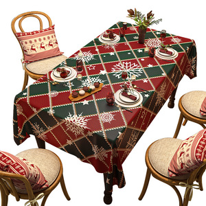 New Year Christmas Tablecloth Atmosphere Theme Red Plaid Style Long Strip Thanksgiving Party Decoration Table Cover - Product Image 5