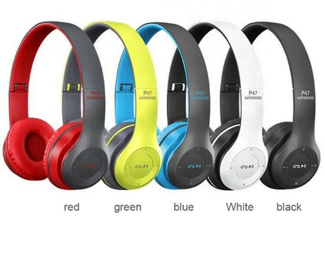Free Shipping Wholesale P47 Premium Stereo Sound Cheap Sport Colorful Wireless Headphones Earphones for V2.0 3 Hours