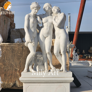 Statua delle Tre Grazie in Marmo Naturale di Qualità Museale MLY, Scultura Intagliata a Mano della Dea della <span class=keywords><strong>Mitologia</strong></span> <span class=keywords><strong>Greca</strong></span> a Grandezza Naturale per Villa di Lusso - Product Image 5