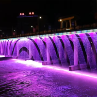 Fuente de Agua Digital con Diseño Personalizado, Pantalla para Exteriores, Control Programado, Cortina de Agua con Luz LED