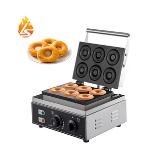 Máquina elétrica para fazer waffles e donuts, equipamento para fazer waffles e donuts com 6 furos, preço de fábrica, equipamento para lanches e alimentos