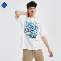 애니메이션 Yu Gi Oh T 셔츠 남성 하라주쿠 파란 눈 화이트 드래곤 그래픽 티셔츠 Streetwear 캐주얼 스타일 만화 탑스 티셔츠 100% 코튼