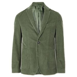 เสื้อแจ็คเก็ตผู้ชายลำลองสำหรับใส่กลางแจ้ง กระเป๋าแบบแปะ ไหล่บุนุ่ม สีเขียว ผ้าคอร์ดูรอย คอตตอน - Product Image 3