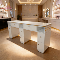Table de manucure en bois LEXUSPACE LMT403 au design moderne, longueur personnalisable, avec collecteur de poussière pour salon de manucure