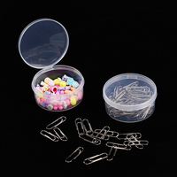 Boîte de rangement ronde transparente en plastique avec logo personnalisé, mini conteneur avec couvercle à charnière pour bijoux, clip d'écouteur de pièce de monnaie en perle