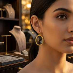 Women's 18K Gold Plated Oval Diamond <b>Earrings</b> Classic Party Jewelry - Product Image 3