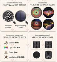 Luces Solares RGB Mandala para Cercas, Aplique de Pared Metálico que Cambia de Color, Decoración Impermeable para Jardín Exterior