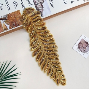 Maille en forme de feuille xqd, plumes pailletées, vêtements en patchwork, robes, robes de mariée, robes de soirée, broderie - Product Image 4