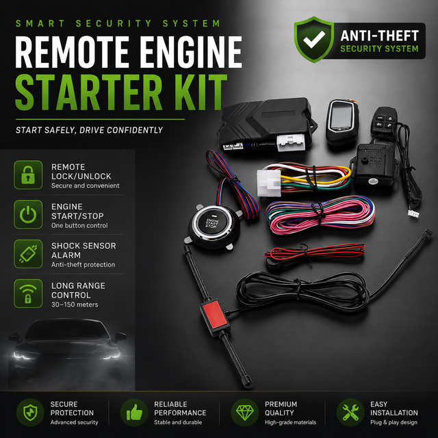 FM680 Two Way Car Alarm Kit with LCD Remote Push Button Ignition Remote Start and OEM ODM Service