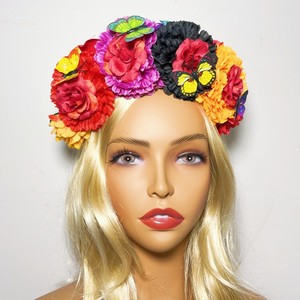 Nueva Diadema Mexicana con Flores Artificiales y Mariposas <span class=keywords><strong>para</strong></span> Fiesta de Disfraces, Venta al por Mayor - Product Image 1