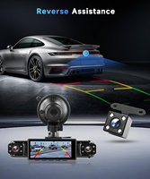 Caméra embarquée 4 canaux 360° °   Caméra embarquée WiFi 1080P avec vue panoramique, écran IPS 3,0 pouces, vision nocturne, enregistrement en boucle, caméra de voiture DVR