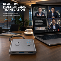 Hub IA USB-C intelligent avec micro haute sensibilité pour réunions, sous-titres instantanés et fonction Plug and Play, idéal pour le télétravail