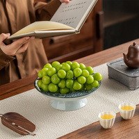 Vaisselle en porcelaine de luxe écologique, ronde de 8 pouces, glaçure bleue, assiette à fruits secs, à bonbons, pour la décoration de table