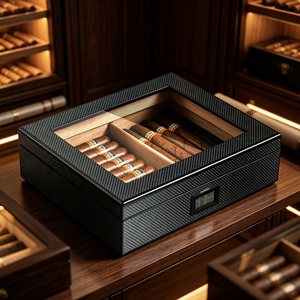 Top Grade <b>Lockable</b> Solid Wood Humidor With Integrated Humidifier For Home Storage And Interior Display For Cigar <b>Box</b> - Product Image 1