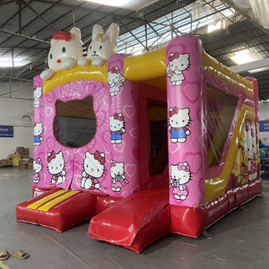Venta al por mayor comercial <span class=keywords><strong>Kitty</strong></span> dibujos animados Castillo de rebote inflable con tobogán para niños - Product Image 1