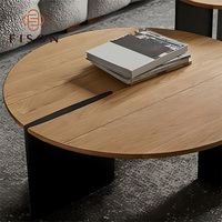 Ensemble de tables basses rondes modernes de luxe, grandes et petites, en bois massif, style nordique, tables à thé, tables basses