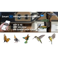 Mangeoire à oiseaux intelligente AI RS1 avec reconnaissance, WiFi et 4G, vue HD 3MP, panneau solaire extensible 6W, identification par IA, alimentation solaire, alimentation des oiseaux en extérieur