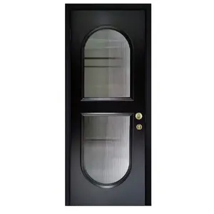 Precio de puerta de madera contrachapada Diseños interiores Diseño de puerta de madera con imágenes de vidrio para baño Apartamento Puerta HDF