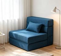 Canapé-lit pliant avec oreiller-Canapé convertible au sol et matelas de couchage, canapé pliable en mousse pour le salon bleu marine
