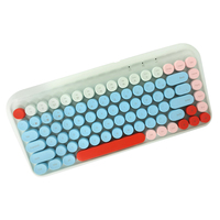 Nuevo Teclado de Oficina Estilo Retro Tipo Escritura, Inalámbrico 2.4GHz, Doble Modo, Interfaz USB Tipo-C, Diseño Dividido, Resistente al Agua, con Panel Táctil