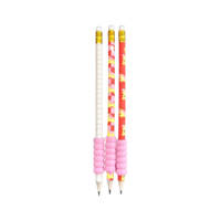Lot de 3 crayons en graphite HB mignons à motif de dessin animé avec gomme intégrée, prise en main facile, pour enfants, étudiants, fournitures scolaires, papeterie d'écriture