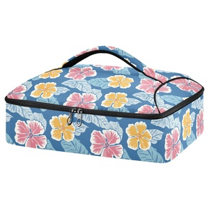 Aloha Custom Hawaiian Hibiscus Flowers Thermal Insulated Portable Casserole Carrier Food Delivery Pizza Bag Food Delivery - Product Image 1