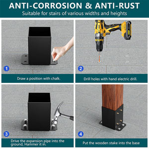 Support de poteau en acier robuste en forme de U, sur mesure, pour fixation sur béton humide, pour clôtures, garde-corps, pergolas et <span class=keywords><strong>bois</strong></span>, lot de 2 - Product Image 5