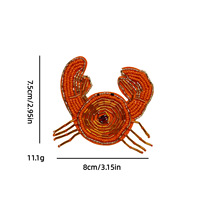 Appliques 3D d'animaux marins faites à la main : crabes, tortues, crevettes, crocodiles, patchs perlés et strass pour créations de mode