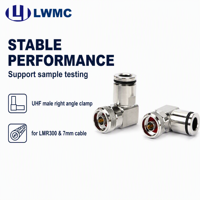 Connecteur mâle UHF LWMC à angle droit avec pince pour câble LMR300 et câble de 7 mm, VSWR 1.3 max