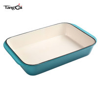 Loyang Panggang Persegi Panjang Berlapis Enamel Bebas PFOA, Anti Lengket, Aman untuk Oven, Warna Turquoise, untuk Lasagna, Casserole, dan Memanggang