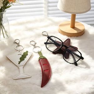PU Leather Sunglasses Holder Keychain Glasses Storage <b>Bag</b> <b>Charm</b> Anti Lost Eyewear Clip Purse Accessory Pendant - Product Image 4