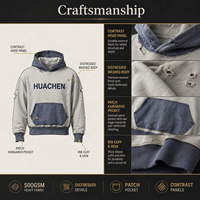 Sweat à capuche personnalisé épais 500 g/m² délavé à l'acide, coupe ample vintage, streetwear homme, pull en molleton rétro avec patchwork contrastant
