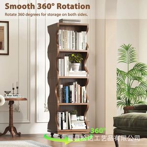 <b>Modern</b> minimalist wooden book <b>shelf</b> for home use, solid wood rotating book organizer. - Product Image 2