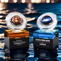 Nouveau trophée en cristal haut de gamme pour la personnalisation, trophée en cristal rond ciel étoilé, élégant et haut de gamme, cérémonie de remise des prix d'entreprise
