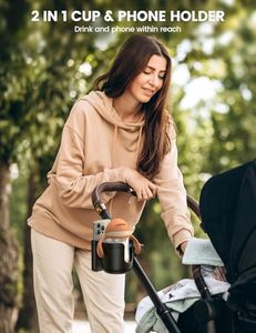 Lamicall bcsw04 2-in-1 chống trượt xe đẩy cup điện thoại chủ ổn định Tương thích uppababy Doona Nuna Jogger britax bugaboo Walker - Product Image 3