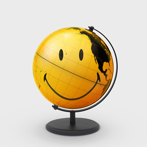 Smiley <b>Globe</b> <b>Rotating</b> Yellow Desk <b>Globe</b> With Smiley Face Office Decor - Product Image 1