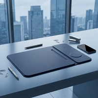 Tapis de Souris en Cuir Multifonctionnel Léger 3-en-1 à Chargement Sans Fil, Compatible avec Étui de Protection pour Ordinateur Portable et Voyage - Vente Chaude