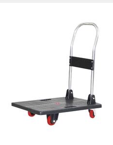 पोर्टेबल चार पहिया प्लेटफॉर्म स्टील प्लेट फ्लैटबेड ट्रे छोटे घरेलू कार्गो ट्रॉली मोटा मूक ट्रेलर फोल्डेबल - Product Image 3