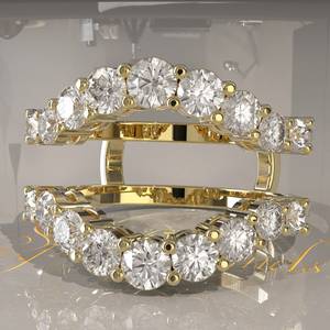 Anillo de Mujer Aggie con Aro Protector Personalizable, Chapado en Oro de 18K, con Diamantes de Corte Brillante, Piedras Cultivadas en Laboratorio, Certificado IGI 6 - Product Image 2