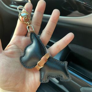 Cute French Bulldog Keychain PU Leather Car <b>Key</b> <b>Ring</b> & Bag Pendant Creative Puppy Gift for Pet Lovers (Wholesale Available) - Product Image 6