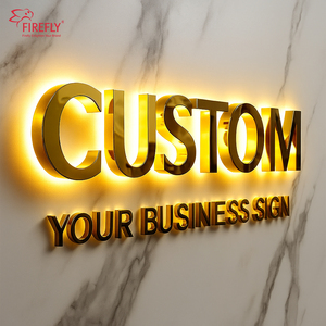 Tùy chỉnh <span class=keywords><strong>Backlit</strong></span> vàng 3D Thư ký logo công ty dẫn đăng ký kênh thép không gỉ trong nhà ngoài trời cửa hàng kinh doanh signage - Product Image 2