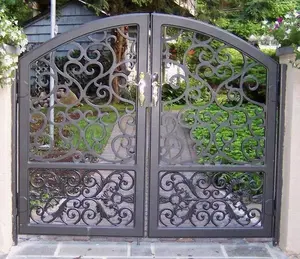 Porte en fer forgé à la main de conception classique pour jardin