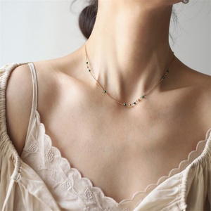 Collar Bohemio con Cuentas de Esmeralda y Turquesa, Joyería Fina con Cuentas Delicadas, Collar de Acero Inoxidable Antideslustre - Product Image 6
