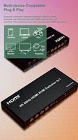 Commutateur HDMI 4x1 4K 60Hz sans coupure avec affichage quadruple, macros de souris, balayage automatique et commutation automatique pour PC, moniteur, clavier, souris et station de travail