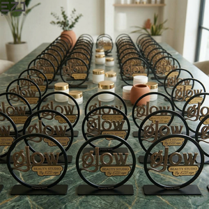 Panneau de bureau circulaire personnalisé en acrylique, effet métallique 3D, support de logo, signalétique de table personnalisée pour <span class=keywords><strong>salon</strong></span> de beauté, studio, décoration de bureau - Product Image 5