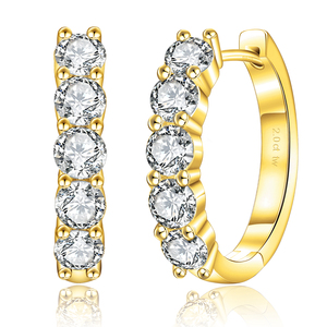 <span class=keywords><strong>Orecchini</strong></span> a Cerchio in Argento Sterling 925 Placcato <span class=keywords><strong>Oro</strong></span> 14K con Moissanite VVS da 0,6-2,0 Carati, Gioiello Regalo per Uomo e Donna - Product Image 1
