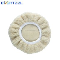 EVERTOOL Bonnet de polissage en laine avec bande élastique, tampon de polissage en laine d'agneau pour polisseuse rotative automobile, detailing auto, polissage de peinture