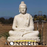 Buddha Statue Marble Hand Carved Traditional Outdoor Large