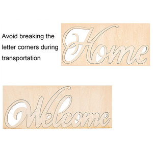 Letras inglesas de madera para colgar, decoración navideña para el hogar, letrero hueco para tienda, letrero de bienvenida para puerta, placa de madera, trozo de madera - Product Image 4